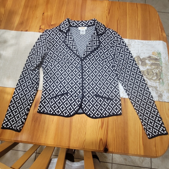 Talbots Petites Black and White Knit  Sweater Women's Size P - Picture 4 of 9